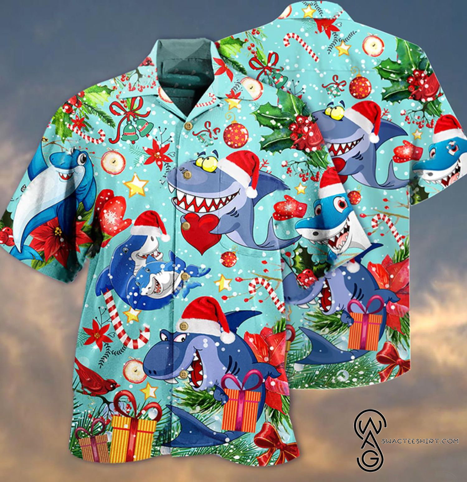 [Top Trending] Soccer Ball With Santa Hat Christmas Pattern Hawaiian Aloha Shirt